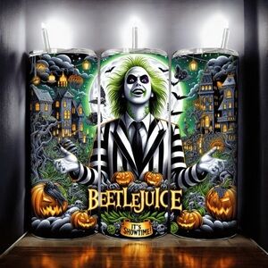 🆕 20oz Stainless Steel Beetlejuice Tumbler - Multipurpose Drinkware Hot & Cold